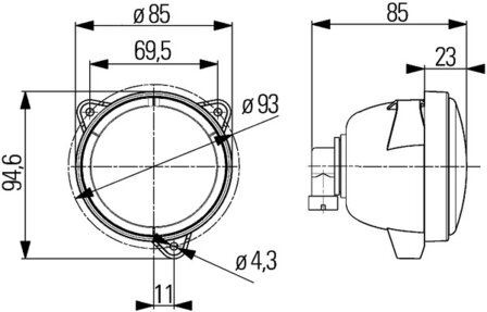 Hella Werklamp M70 bodemverl inbouw Met Gloeilampen 12V H9 | 1G0 996 176-061