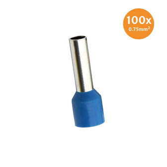 Electric End Terminal Insulated 0,75mm&sup2; Blue 100 Pieces