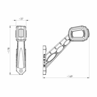 Horpol LED Stalk Marker Lamp 3-Functions 12-24V  with 1,5m cable Right