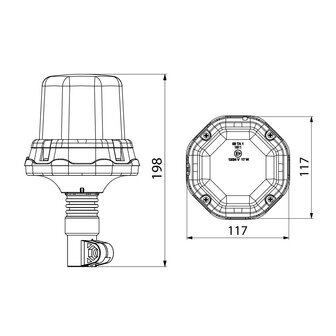 Horpol LED Flash Beacon DIN Bracket Orange LDO-2276