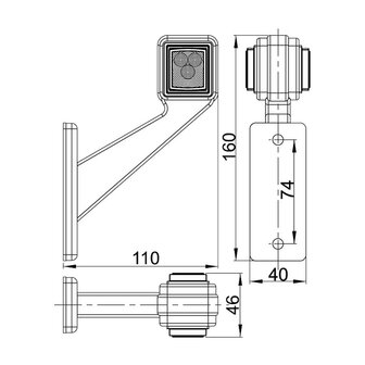 Horpol LED Stalk Marker Lamp 2-Functions + 0,4m Compact Model Left