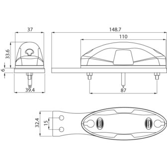 2-Function LED Marker Lamp with Bracket 10-30V