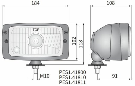 Headlamp, H4, 184x102x108, 12V