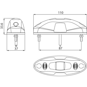 Markeringslamp LED 2-functies 10-30V