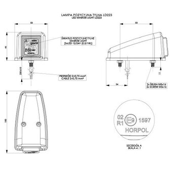 Horpol LED Top Marker Light Red Square LD-223