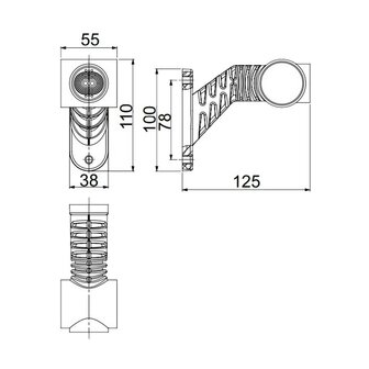 Horpol LED Stalk Marker Lamp 3-Functions + 0,5m cable Short Model Right