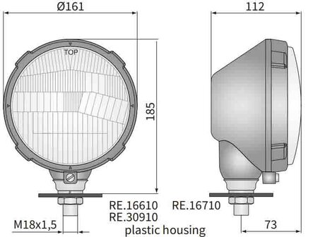 koplamp H4 &Oslash;161x112mm Links