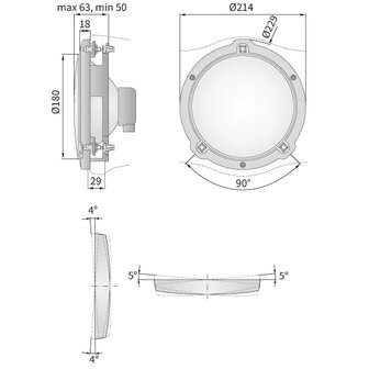 Rally Lamp Driving light With Frame &Oslash;180mm + Halogen Bulb