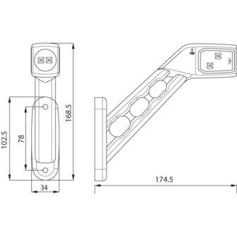 3-Function Led Marker Lamp Slanted 24V