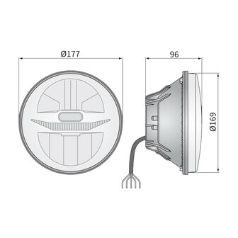 Wesem &Oslash;178mm Built-in LED Headlight Round 7 Inch + Plugs