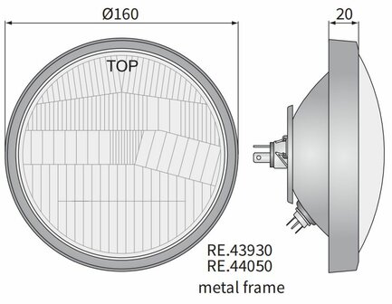 Headlamp H4 &Oslash;160x70