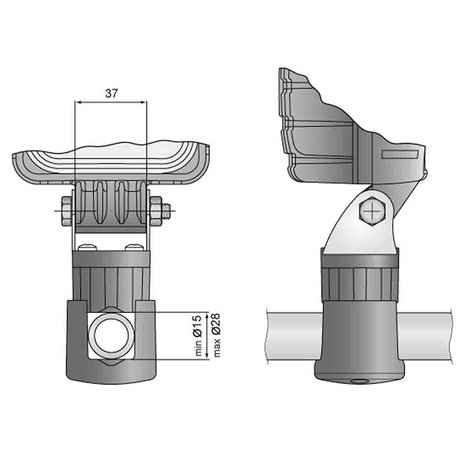 On-pipe holder Ø15-28mm