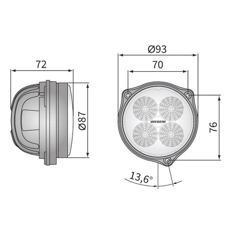 LED Worklight Floodlight 2000LM + Cable + FF Glass