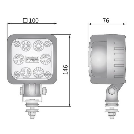 LED Worklight Spotlight 1500LM 48V + Cable + Switch