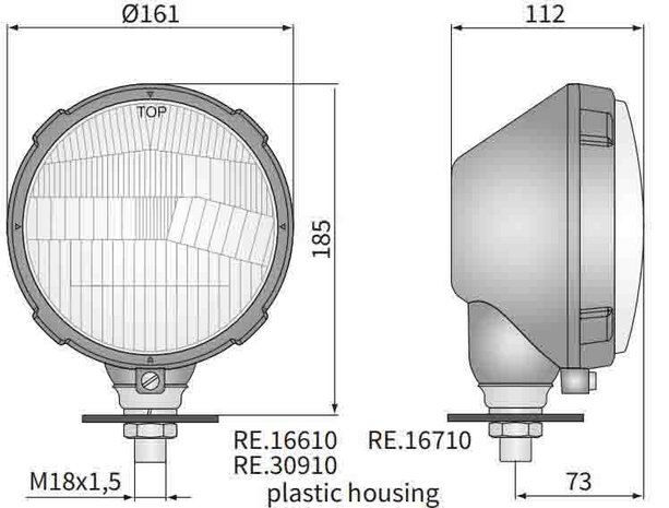 Headlamp, H4, Ø161x112 Metal Left