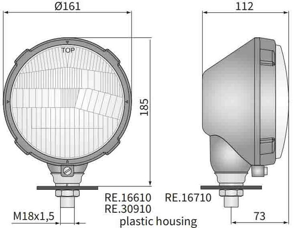Headlamp, H4, Ø161x112 Left