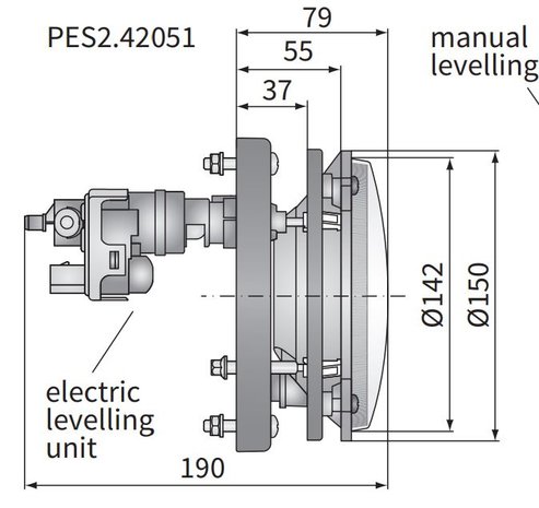 Headlamp Ø150x79 H4 Electric Leveling Unit