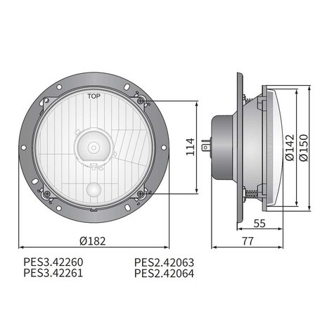 Koplamp H4 Ø182x77 + Lamphouder