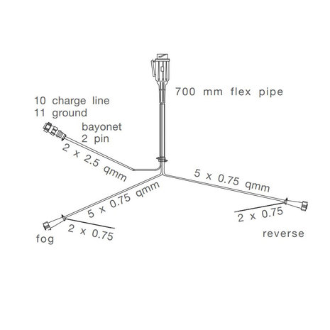 Aspöck Kabelboom 13-polige Stekker 8m + 2x aftakking DC 10cm + laad 5m