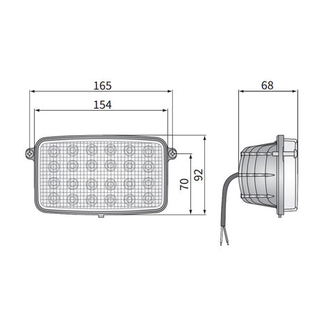 Wesem Built-in Tractor LED Work Light Without Frame 165x92mm