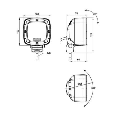 Fristom FT-064 LED Work Light + Reversing Light with Cable