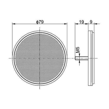 Reflex - Reflector Round M5 Bolt Ø79mm Red