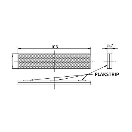 Rectangular Reflex - Reflector 103x21mm Red