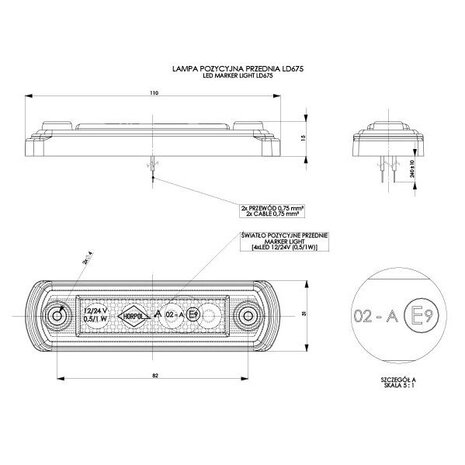 Horpol LED Type Marker Light White 4 LEDS LD-675