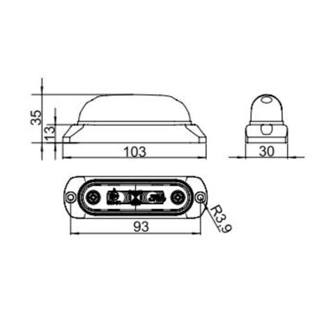 Horpol LED Marker Light White Oval + Mounting bracket LD-377