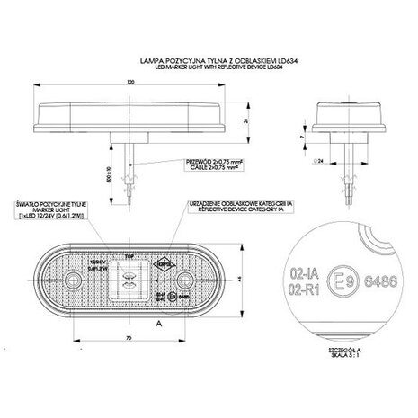 Horpol LED Rear Marker Red 12-24V LD 634