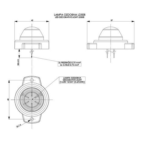 Horpol LED Type Marker Light Orange Round LD-508