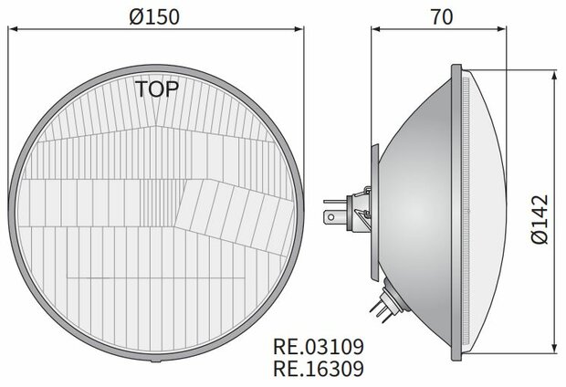 Headlamp H4 Ø150x86