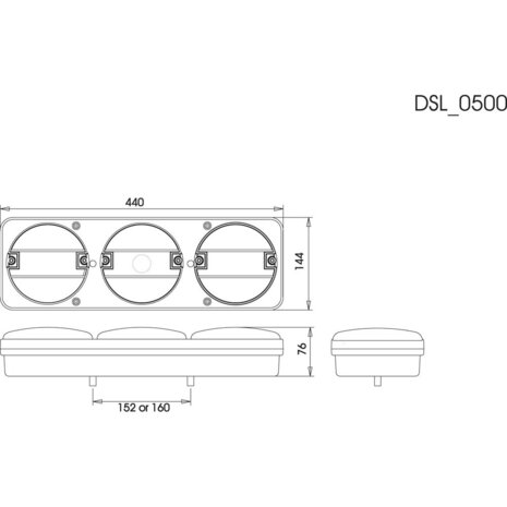 5-Function Rear Led Lamp Rectangular + Fog Lamp Left