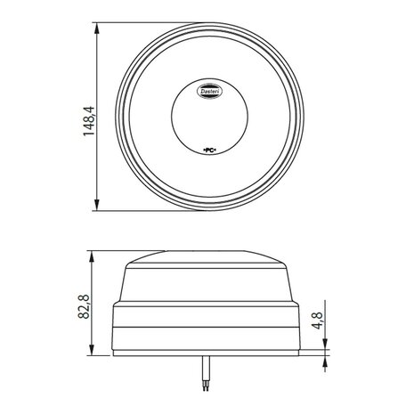 Led Beacon Orange Flat Base Red