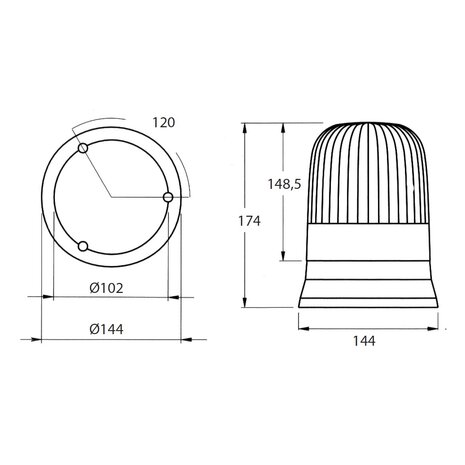 Rotating Beacon Magnetic Base Spiral Cable and Cigarette Plug 12V