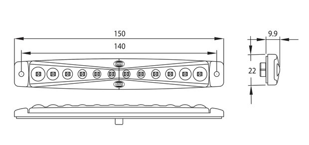 LED Marker Lamp Rear Red Tall 24V