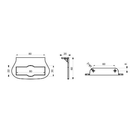 Horpol Mounting Bracket 80x60x20 WL 983