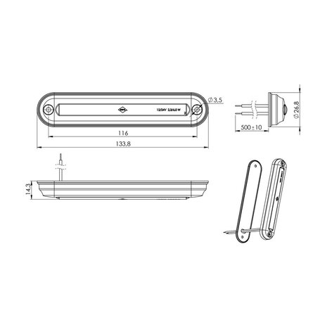 Horpol LED Interior Light 12-24V Warm White LWD 2527