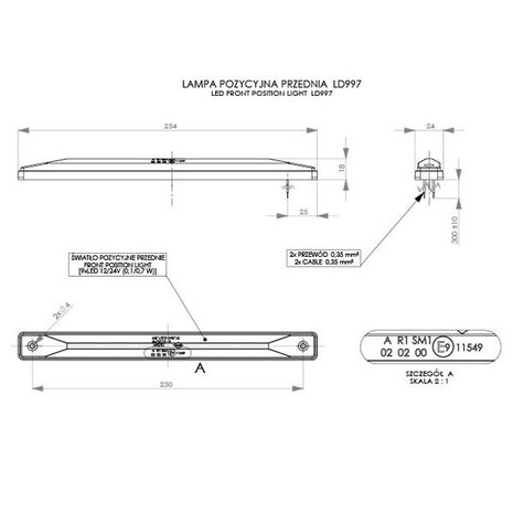 Horpol LED Type Marker Light White Extra Long LD-997