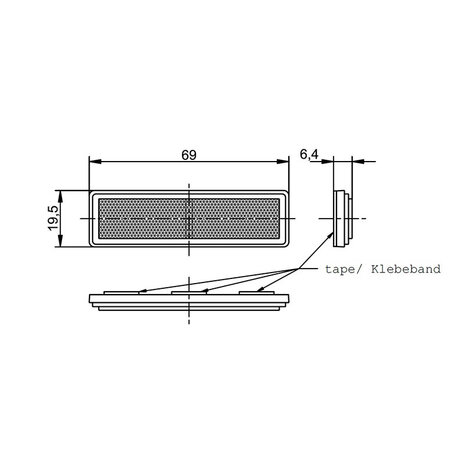 Rectangular Reflex - Reflector 69x19,5 Red