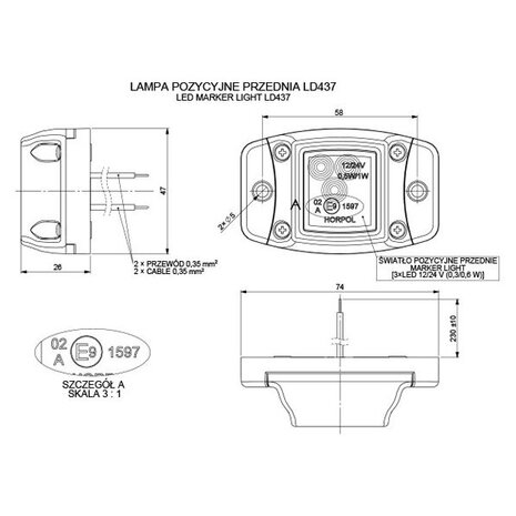 Horpol LED Type Marker Light White Small LD-437