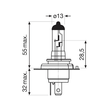 Osram H4 Halogen Bulb 12V 55W Super P43t