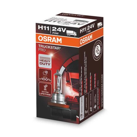 Osram H11 Halogen Bulb 24V 70W PGJ19-2 Truckstar Pro