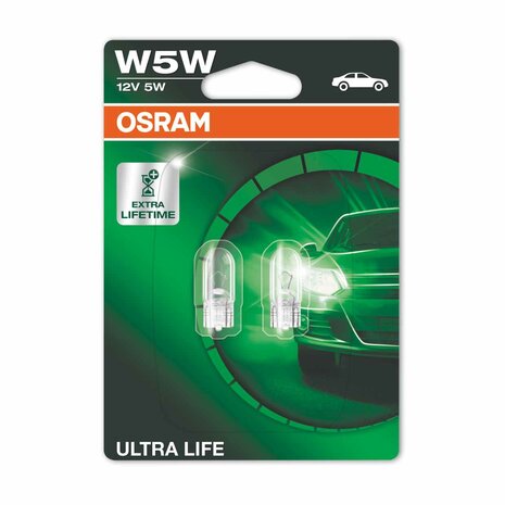 Osram Light Bulb W5W 12V 5W Ultra Life W2.1x9.5d 2 Pieces - Werkenbijlicht