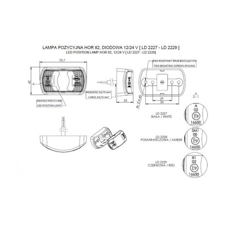 Horpol Slim LED Type Marker Light White Small model LD-2227