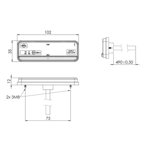 Horpol LED Side Marker Orange 12-24V NEON-look LD 2435