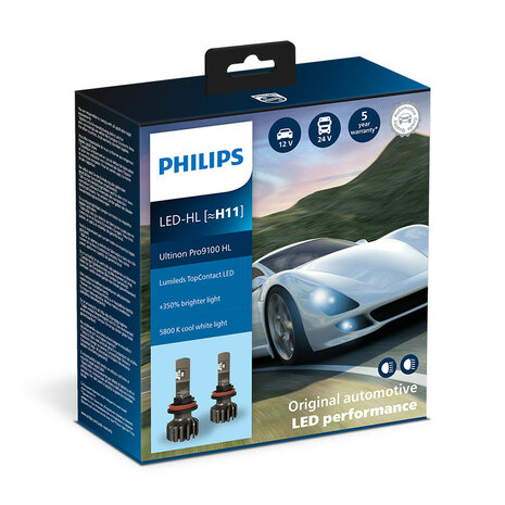 Philips H11 LED Headlight 12/24V 16W 2 Pieces