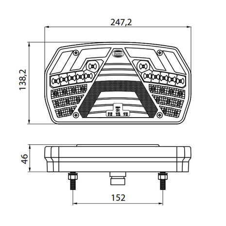 Led Tail light Right 6-Functions AMP Connector