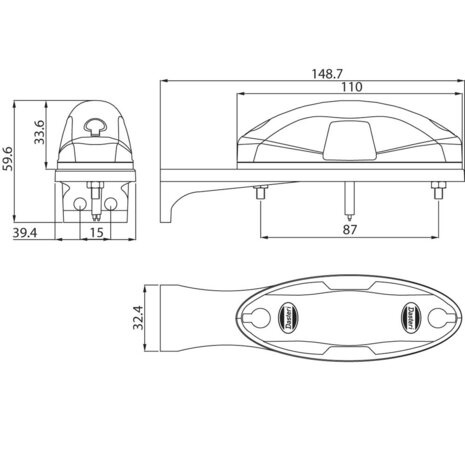 2-Function Led Marker Lamp with Angled Bracket (AMP-Superseal)