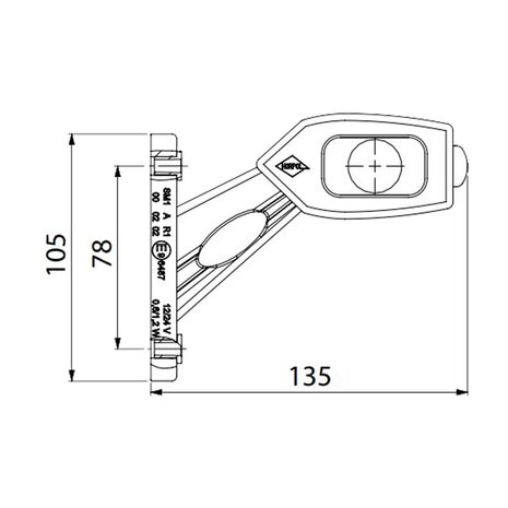 Horpol LED Stalk Marker Lamp 3-Functions + 0,4m cable Short Model Left